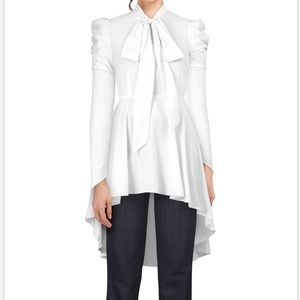 NEW White Victorian Romance Bow Tie Ribbon Dress Top